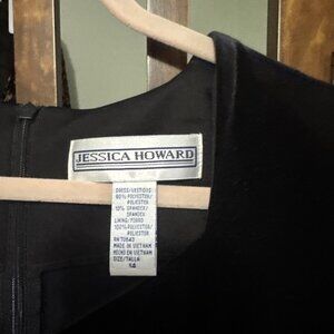 Jessica Howard Velvet Dress Sz 14 Black Long Sleeve I47489 NWT cocktail  classic